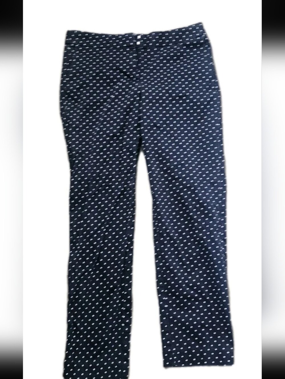 BODEN Richmond Pants/ Trousers US 4L Navy Blue White Polka Dot Cotton Stretch